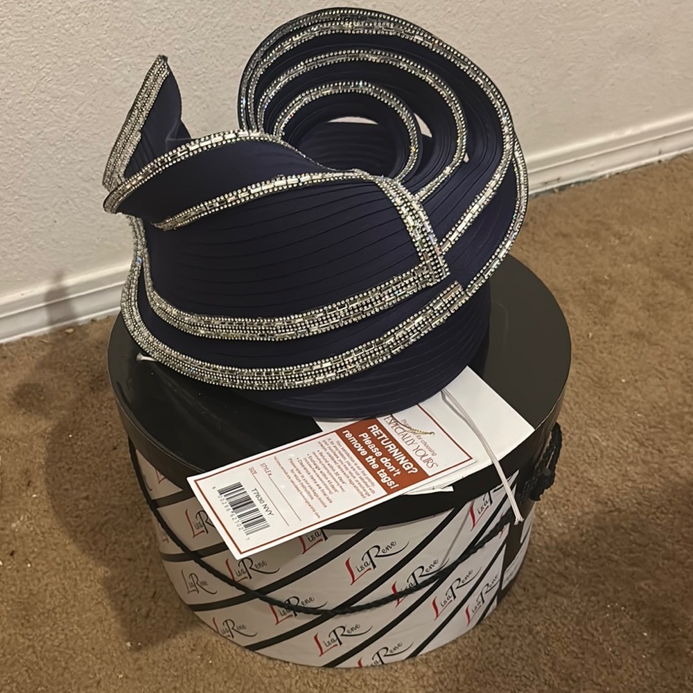 Elegant Navy Hat with Silver Accents